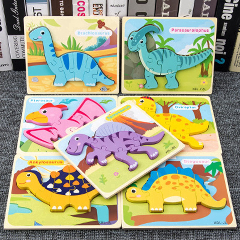 Kids 3D Dinosaur Hand Grasping Jigsaw Early Learning Educational Toys 120PCS Cartoon Intellectual Development Puzzle Toy