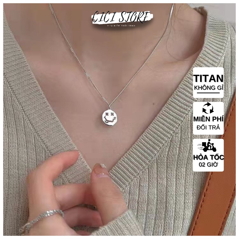 Dây Chuyền Mặt Cười Nhỏ Titan Phong Cách Dễ Thương Cho Nam Và Nữ