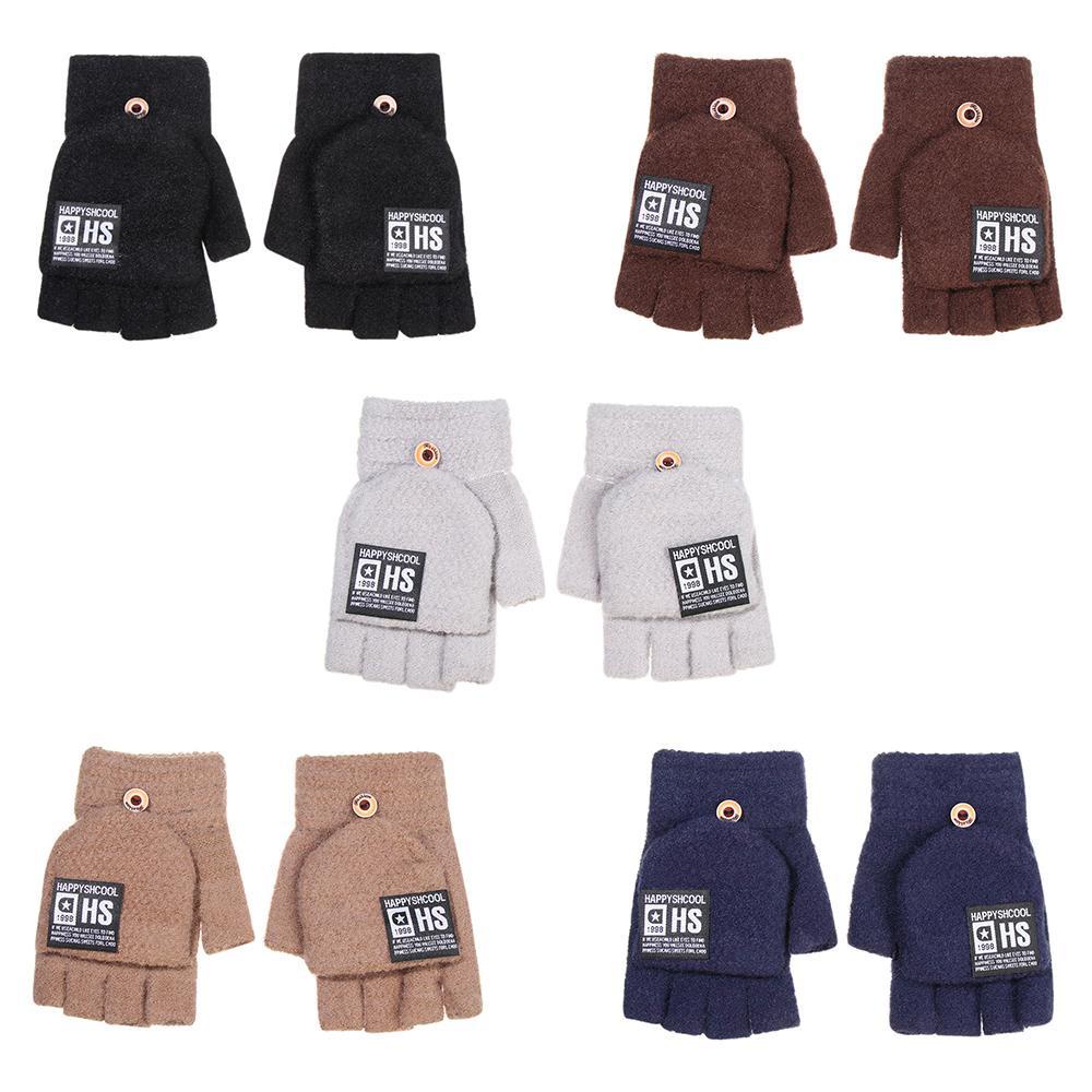 LEILY Găng Tay Lái Xe Dệt Kim Phối Nhung Co Giãn Giữ Ấm Cánh Tay Cho Nam