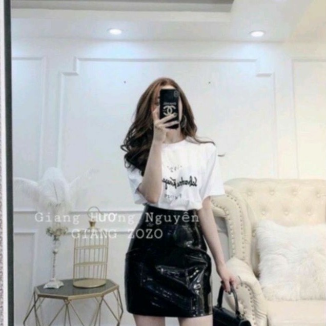 CHÂN VÁY DA BÓNG DÁNG CHỮ A