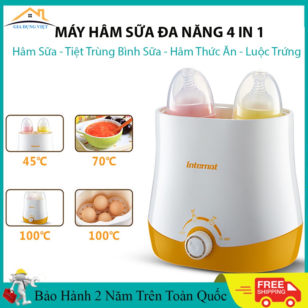 Máy hâm sữa tiệt trùng 2 bình đa năng 4 in 1, ủ sữa và thức ăn, tiệt trùng bình sữa tiện lợi. Bảo hành 2 năm toàn quốc.