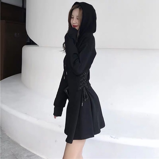 🖤 Váy hoodie dây rút eo 🖤 ( +2% phí shopee thu )