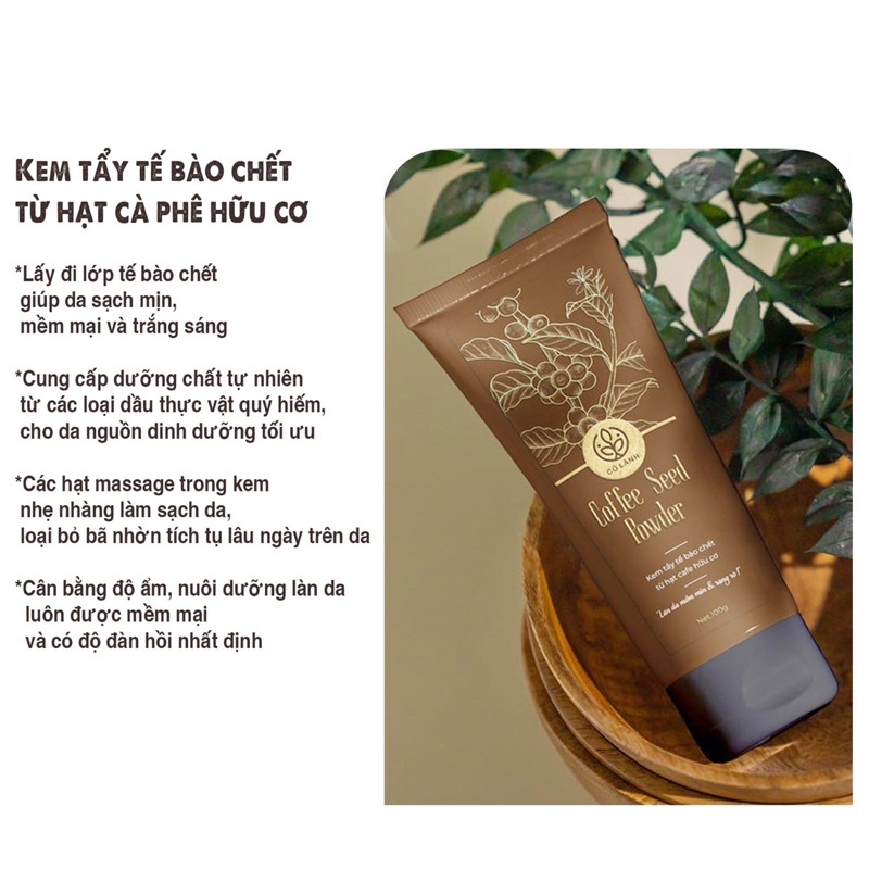 Kem tẩy tế bào chết từ hạt cà phê hữu cơ Cỏ Lành 100G