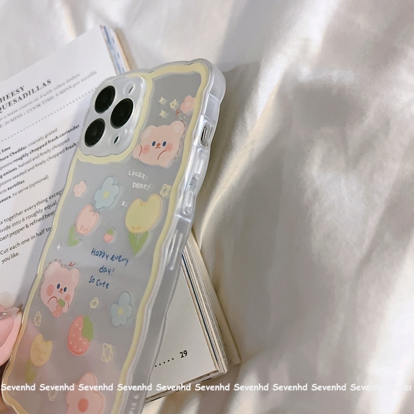 Ready Stock Ốp Điện Thoại Mềm Trong Suốt In Hình Gấu/Hoa Thời Trang Cho Compatible For iPhone 13 12 11 Pro Max SE2020 X XR Xs Max 7 8 Plus