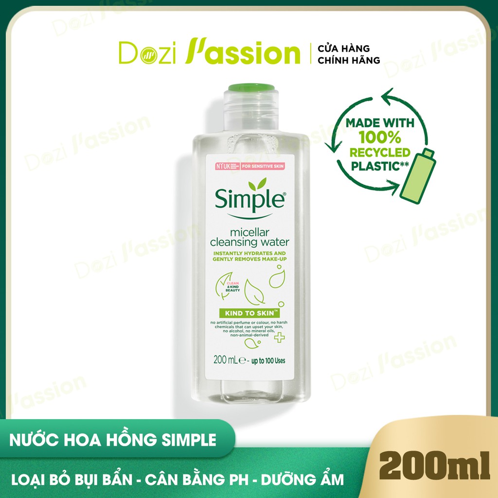 Nước Hoa Hồng Simple Làm Sạch Sâu, Kiềm Dầu - Simple Soothing Facial Toner 200ml