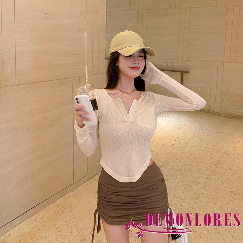 Áo Thun Nữ Dài Tay Màu Sắc Nổi Bật