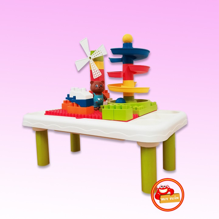 Bàn đồ chơi xếp hình cối xay gió nhiều màu sắc cho bé