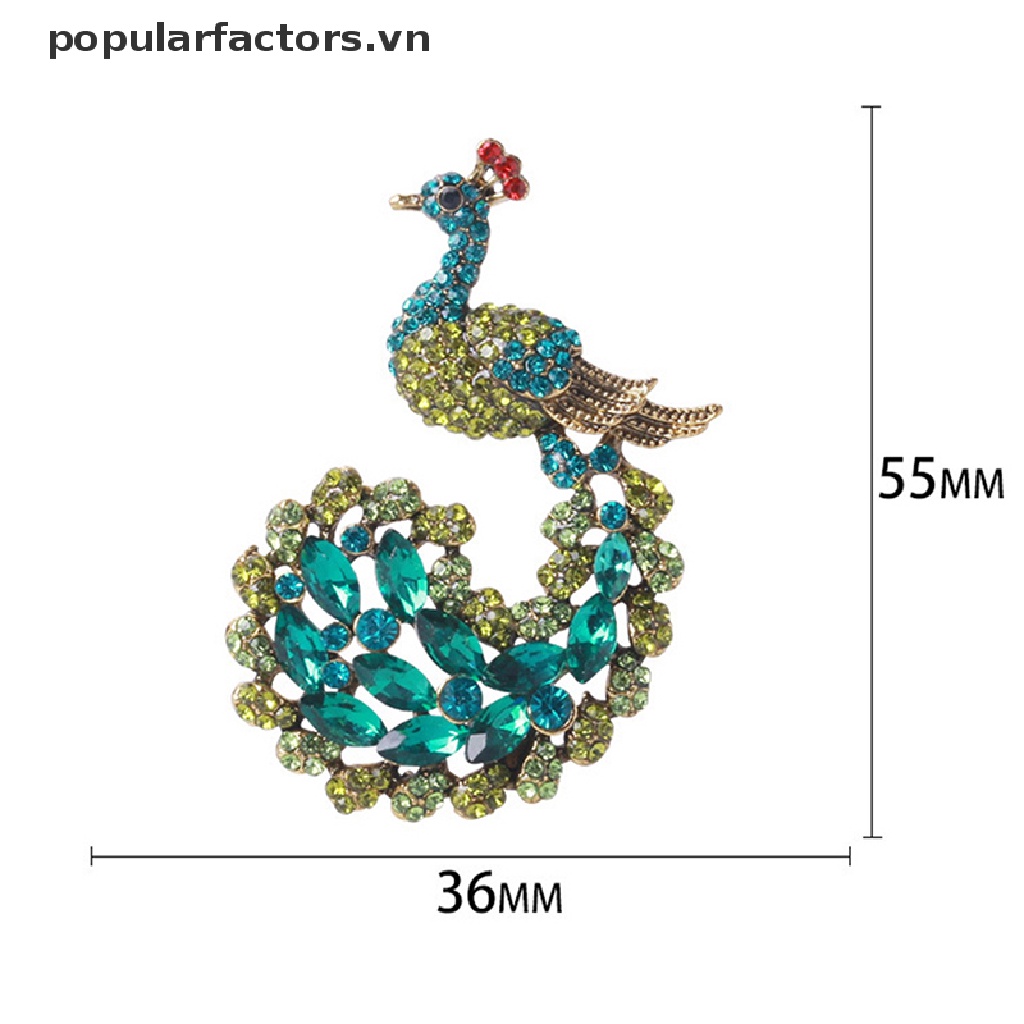 [Phổ Biến] Ghim Cài Áo Hình Chim Công Đính Đá Xanh Lá Cây Lấp Lánh Thời Trang [VN]