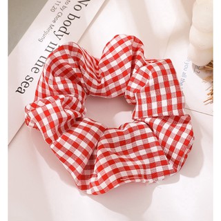 Vòng buộc tóc/Scrunchies caro đỏ xinh xắn - CT006