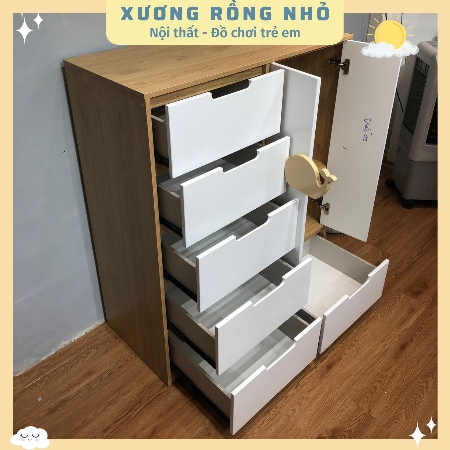 Tủ quần áo trẻ em bằng gỗ - Tủ gỗ cho bé - Tủ may đo theo yêu cầu Xương Rồng Nhỏ