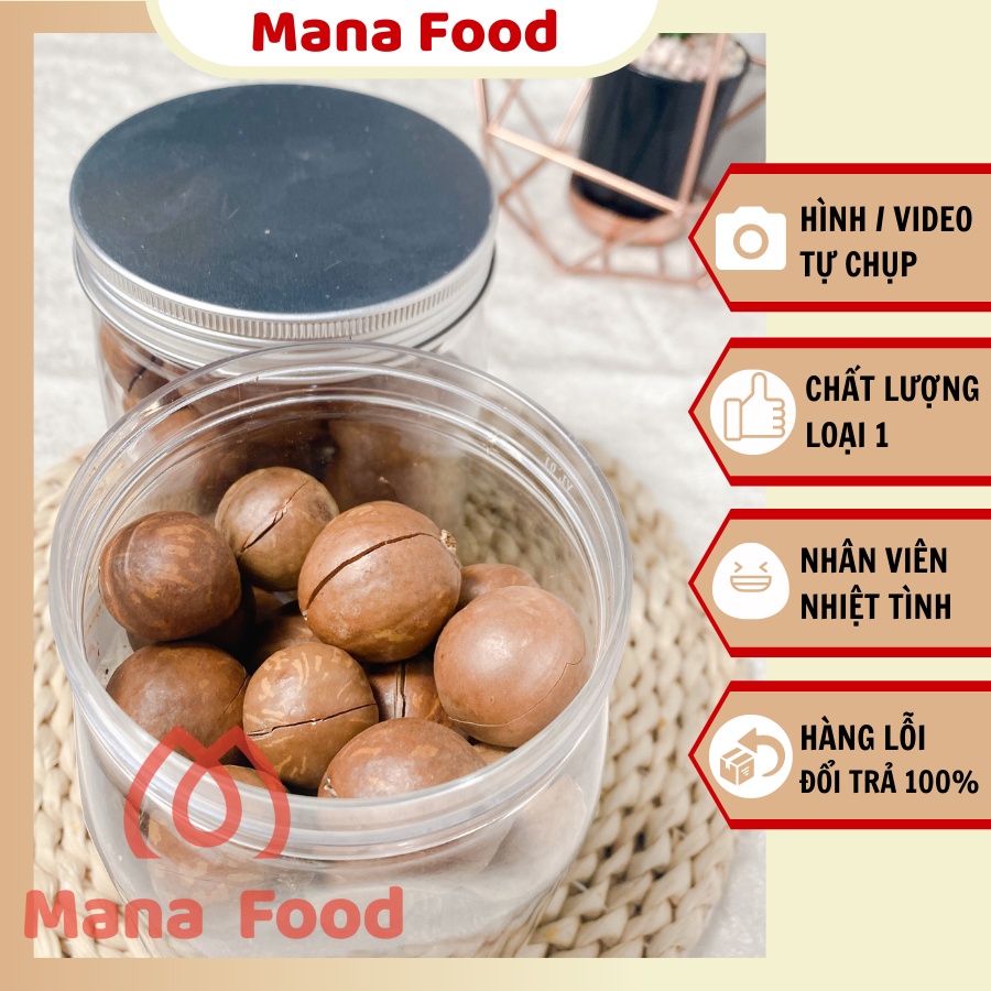 [Hũ vuông] 300G Macca Daklak Sấy Mana Food | VSATTP - Hạt bùi béo - Chất lượng