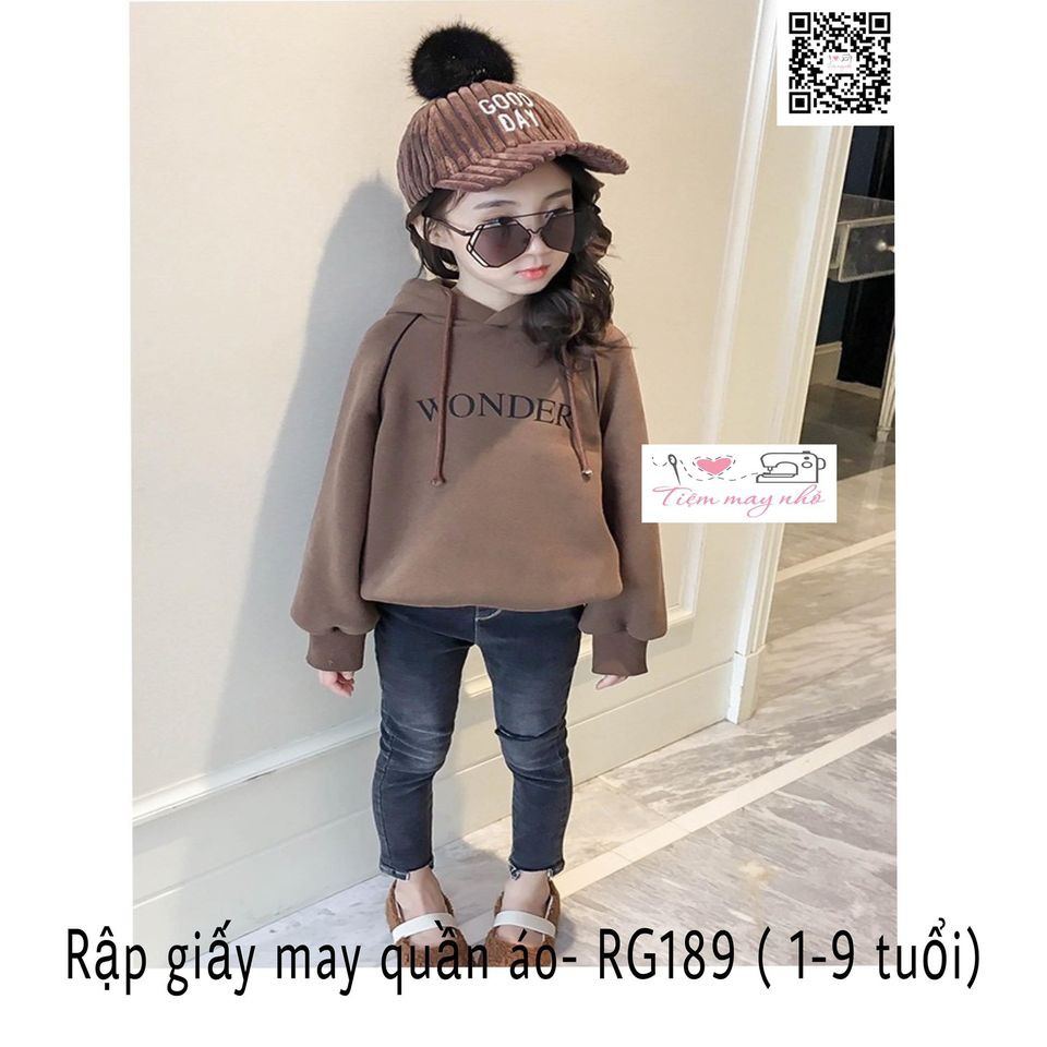 RG189_Rập giấy may áo hoodie bé gái dáng rộng