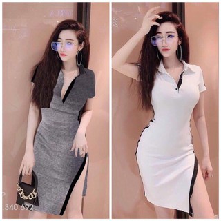 Đầm body xẻ tà dáng thể thao {XẢ KHO HÀNG}