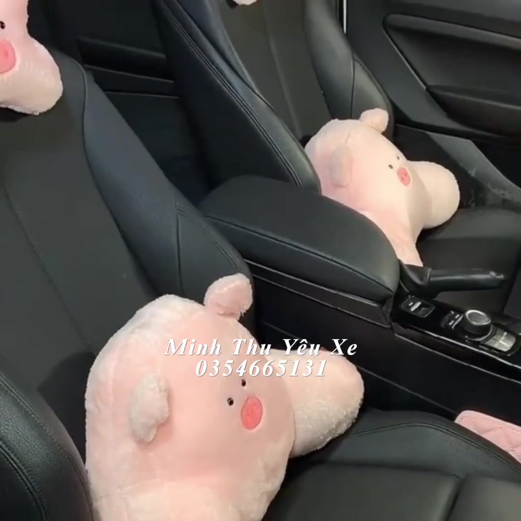 Gối tựa đầu ô tô heo hồng trang trí nội thất xe dễ thương Minh Thu Yêu Xe | BigBuy360 - bigbuy360.vn