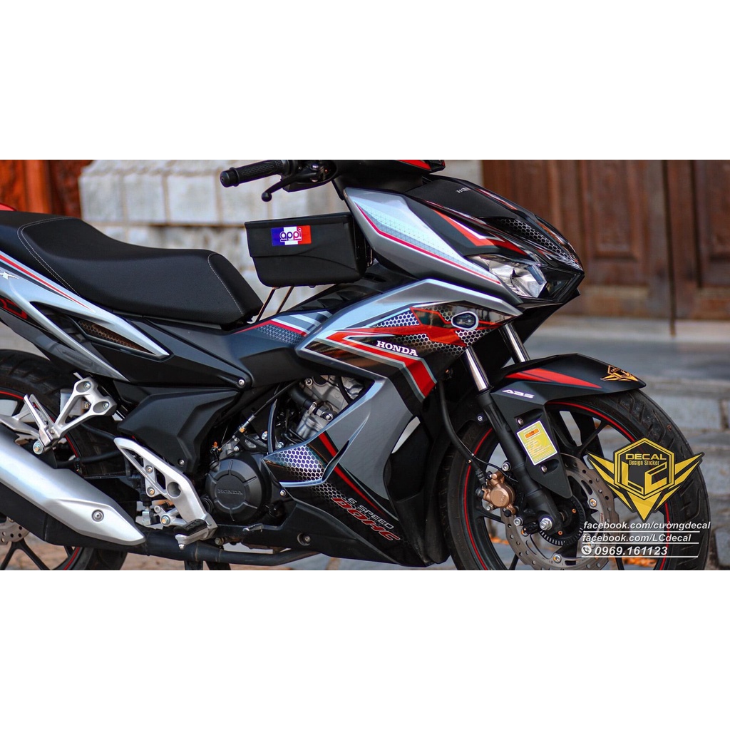Tem rời dán xe winner x bạc đỏ đen trắng