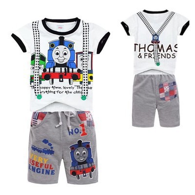 Áo thun ngắn tay và quần short in hình Thomas dễ thương cho bé trai