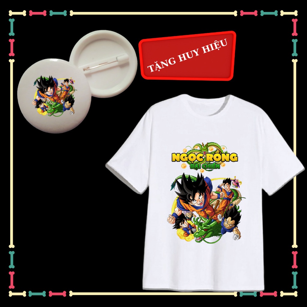 Áo cho bé trai Songoku 7 viên ngọc rồng áo phông trẻ em Áo Dragon Ball cho bé trai bé gái, Kèm huy hiệu Songoku