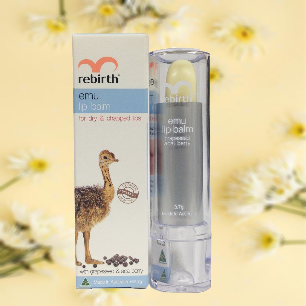 SON DƯỠNG MÔI EMU DẦU HẠT NHO & QUẢ MỌNG - REBIRTH EMU LIP BALM WITH GRAPESEED & ACAI BERRY 3.7G [ HÀNG NHẬP KHẨU TỪ ÚC