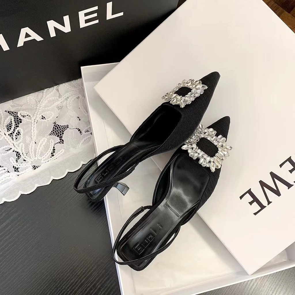 Giày cao gót bít mũi hoa đá 3cm, Sandal cao gót nữ 3 phân ĐÁ VUÔNG Chị Đẹp Store mã CD63 3phân