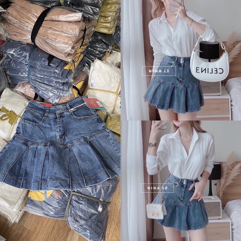 Chân váy jeans trơn