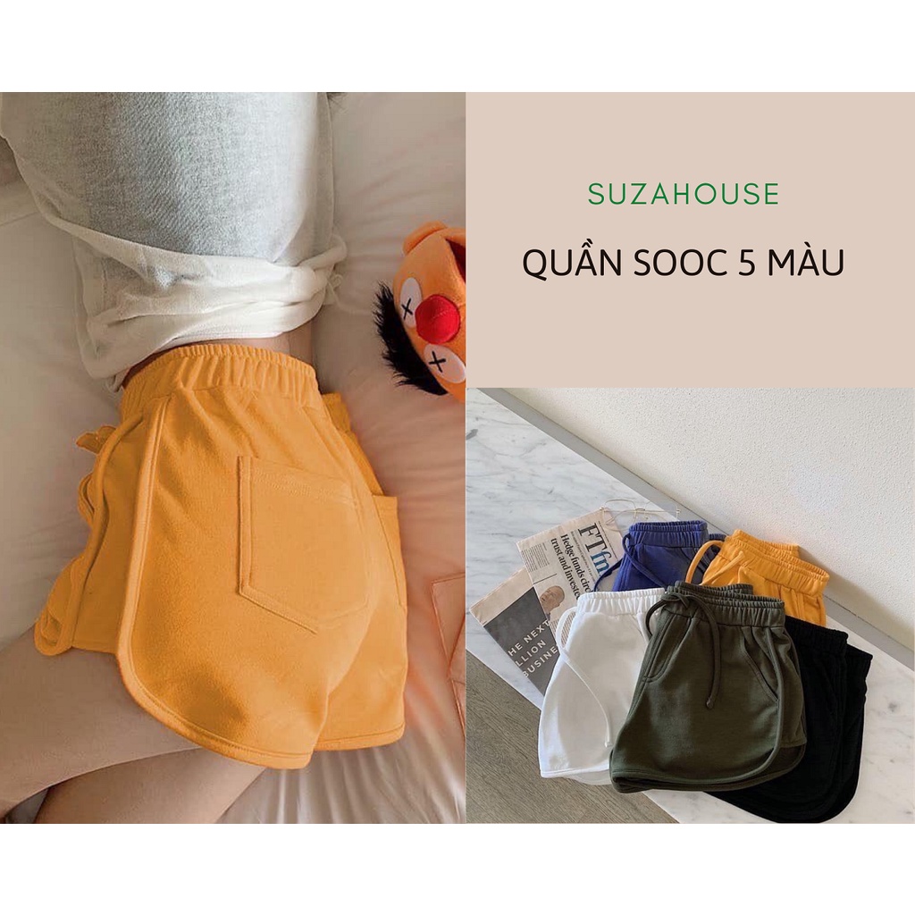 Quần Short Viền Crane 5 Màu PEONYB Nữ 🌸 Shorts đùi phối vạt thun da cá, sooc ngủ ống rộng mặc ở nhà Ulzzang 🌸