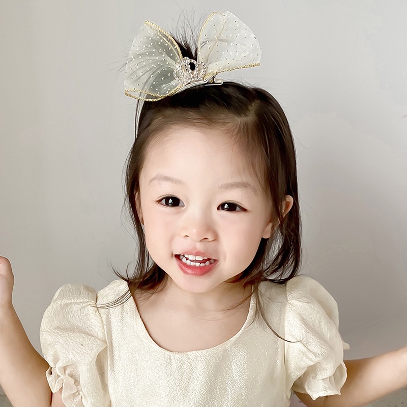Kẹp Tóc Hình Vương Miện Công Chúa Phối Lưới Dễ Thương Thời Trang Mùa Hè Cho Bé Gái