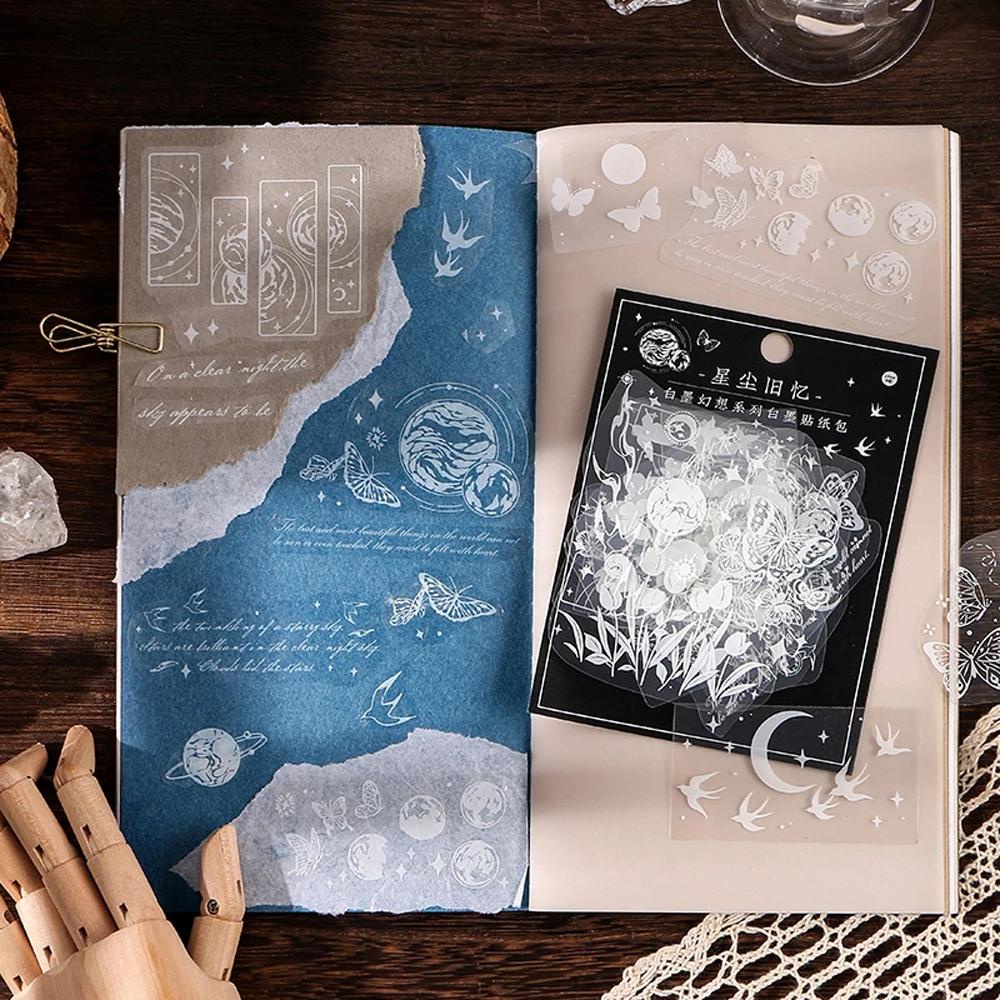 AUGUSTINA Miếng Dán Trang Trí Sổ Lưu Niệm DIY Hình Hoa Mặt Trăng Thắt Nơ Phong Cách Vintage