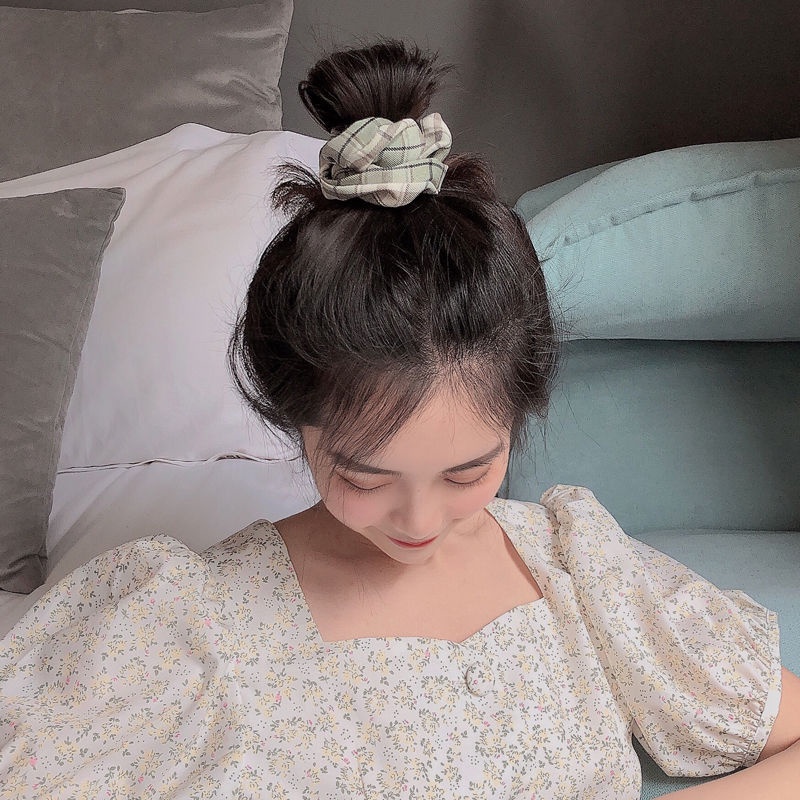Dây Cột Tóc Co Giãn Cao In Họa Tiết Hoa/ Kẻ Sọc/ Caro Cổ Điển Tươi Mới Thời Trang Cho Nữ