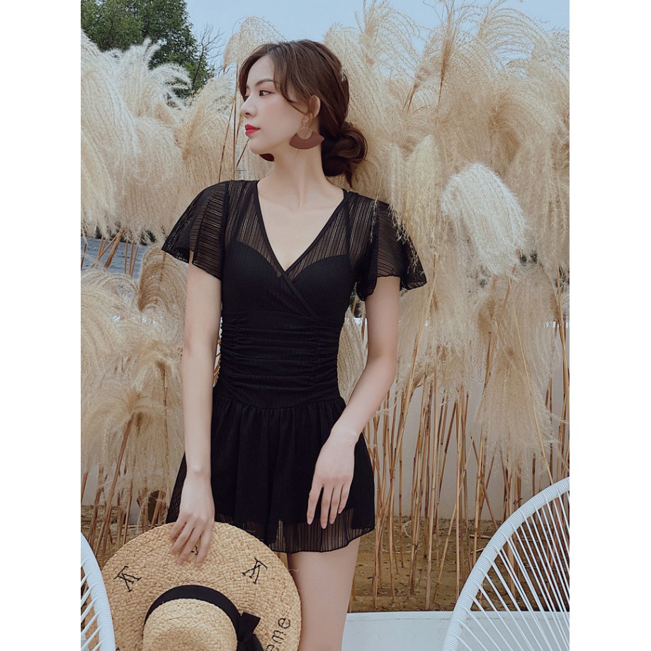 Đồ bơi Liền ren đen cộc tay ( Mã : Y2070 ) | BigBuy360 - bigbuy360.vn