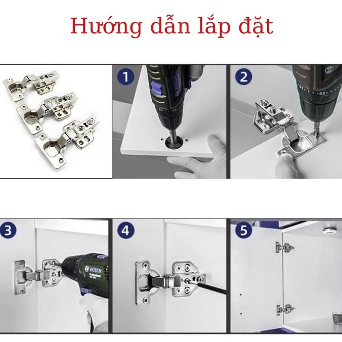 Bản lề inox Bản lề tủ Bản lề giảm chấn Nguyên Việt cao cấp chống gỉ sét