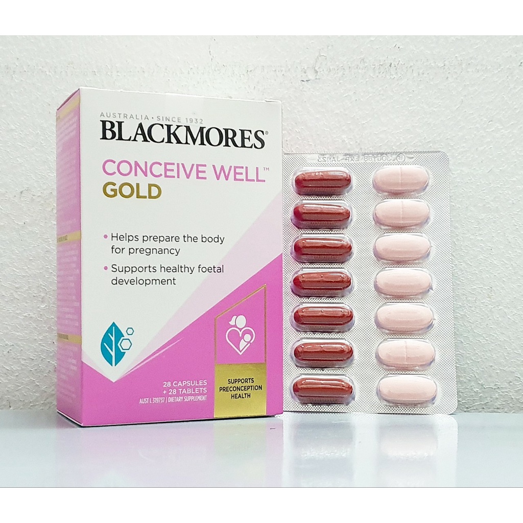 (date 3/24) Viên Uống Tăng Khả Năng Thụ Thai Blackmores Conceive Well Gold 56 viên của Úc