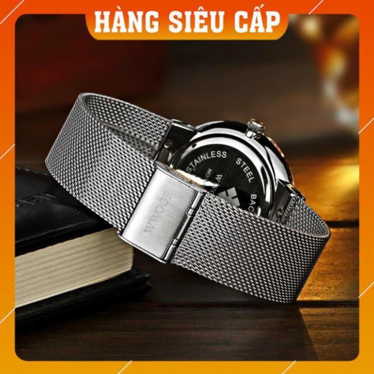 HOT 2021 [CAO CẤP] Đồng hồ nam WWOOR 8018 dây lưới máy mỏng Fullbox chính hãng