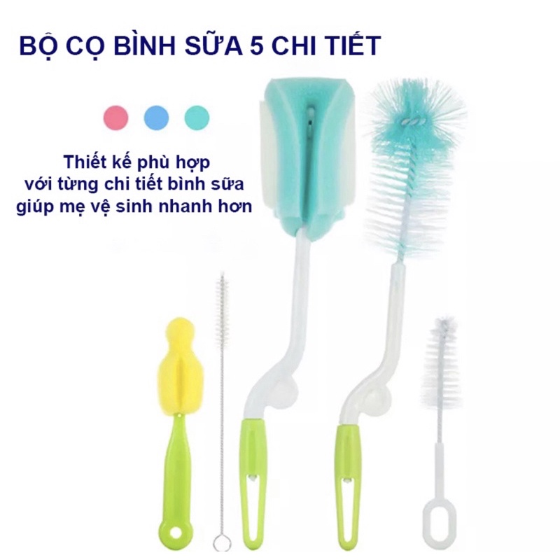 Dụng cụ rửa bình sữa 5 chi tiết tay xoay tiện dụng