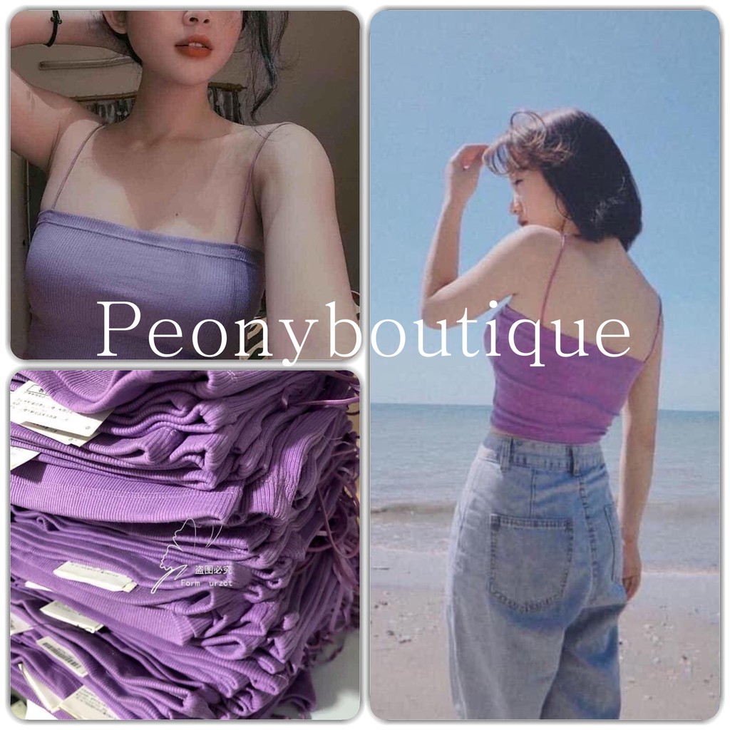 [ GÍA SỈ TẬN GỐC] Áo Hai Dây Tăm Tím 🌸 Thun 2s croptop sexy 2 dây sợi bún body- dáng ôm nữ SIÊU HOT 🌸-HOT ĐIÊN ĐẢO