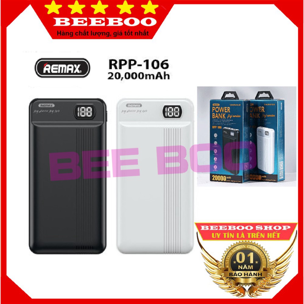 Pin sạc dự phòng Remax RPP-106 20000mAh lõi Li-Polymer 2 cổng Input / Output - Hàng Chính Hãng [BEEBOO SHOP]