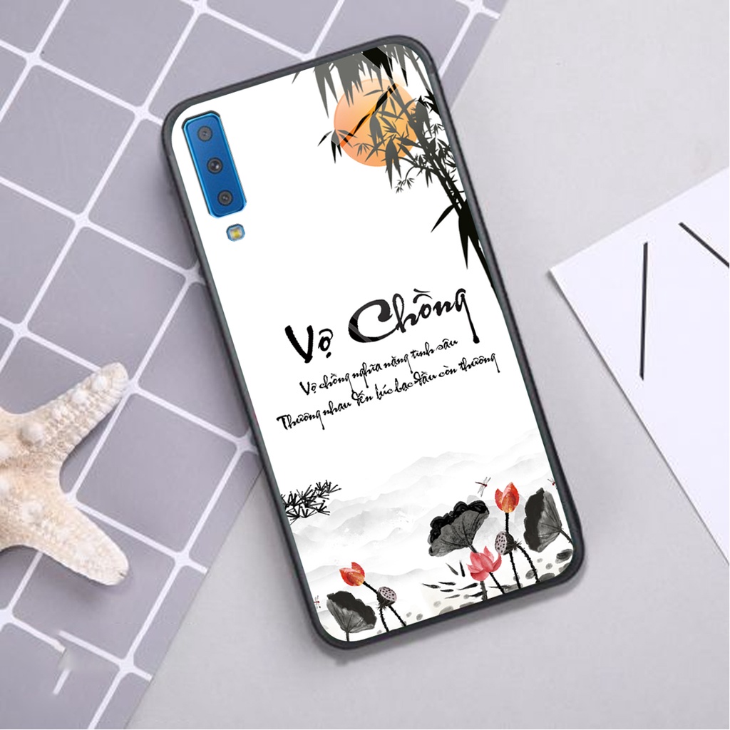 Ốp lưng KÍNH Samsung Galaxy A7 2018 in hình 3D TÀI LỘC-TÂM AN -MÃ ĐÁO