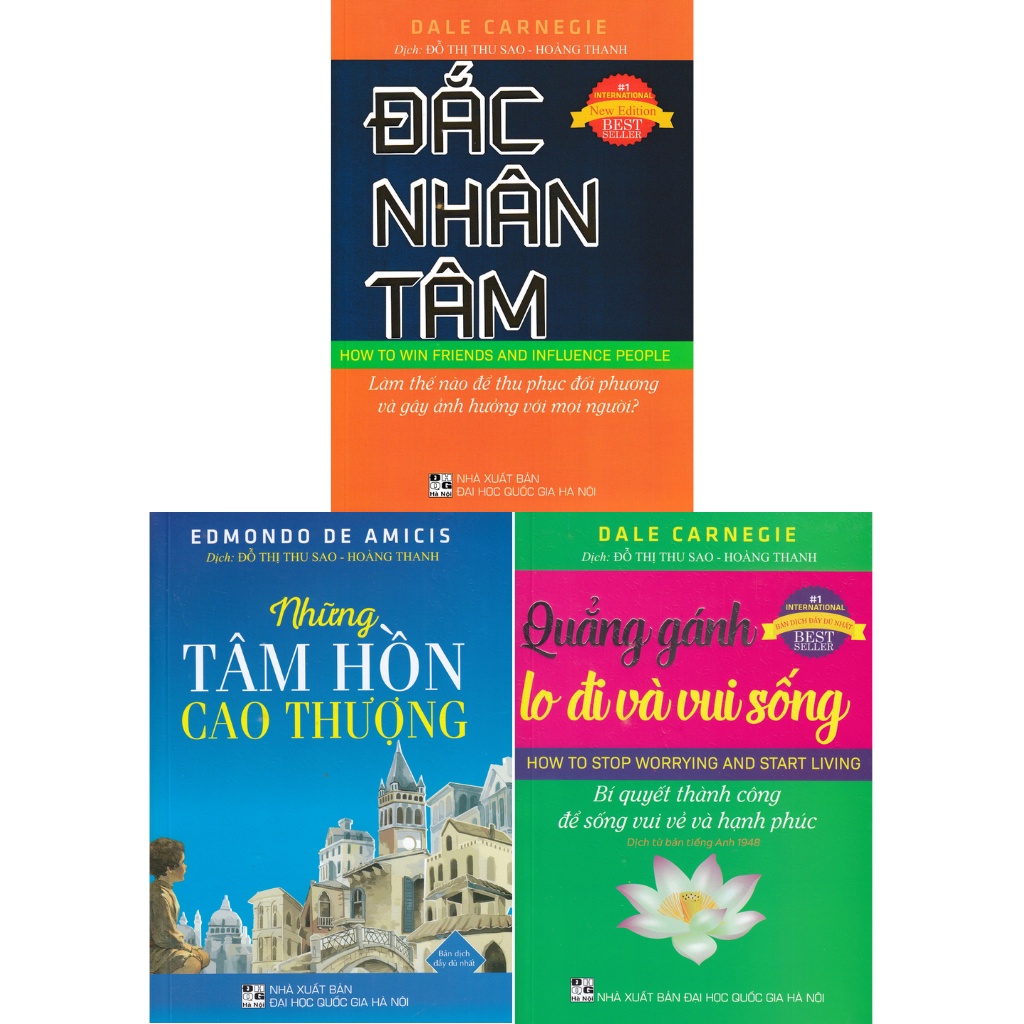 Sách - Những Tâm Hồn Cao Thượng + Đắc Nhân Tâm (Hồng Ân) + Quẳng Gánh Lo Đi Và Vui Sống (Hồng Ân)