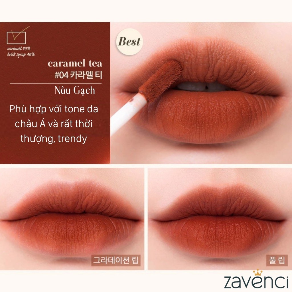 Son Kem Lì ROMAND Milk Tea Velvet Tint Bền Màu Hương Chocolate ( 4g ) | BigBuy360 - bigbuy360.vn