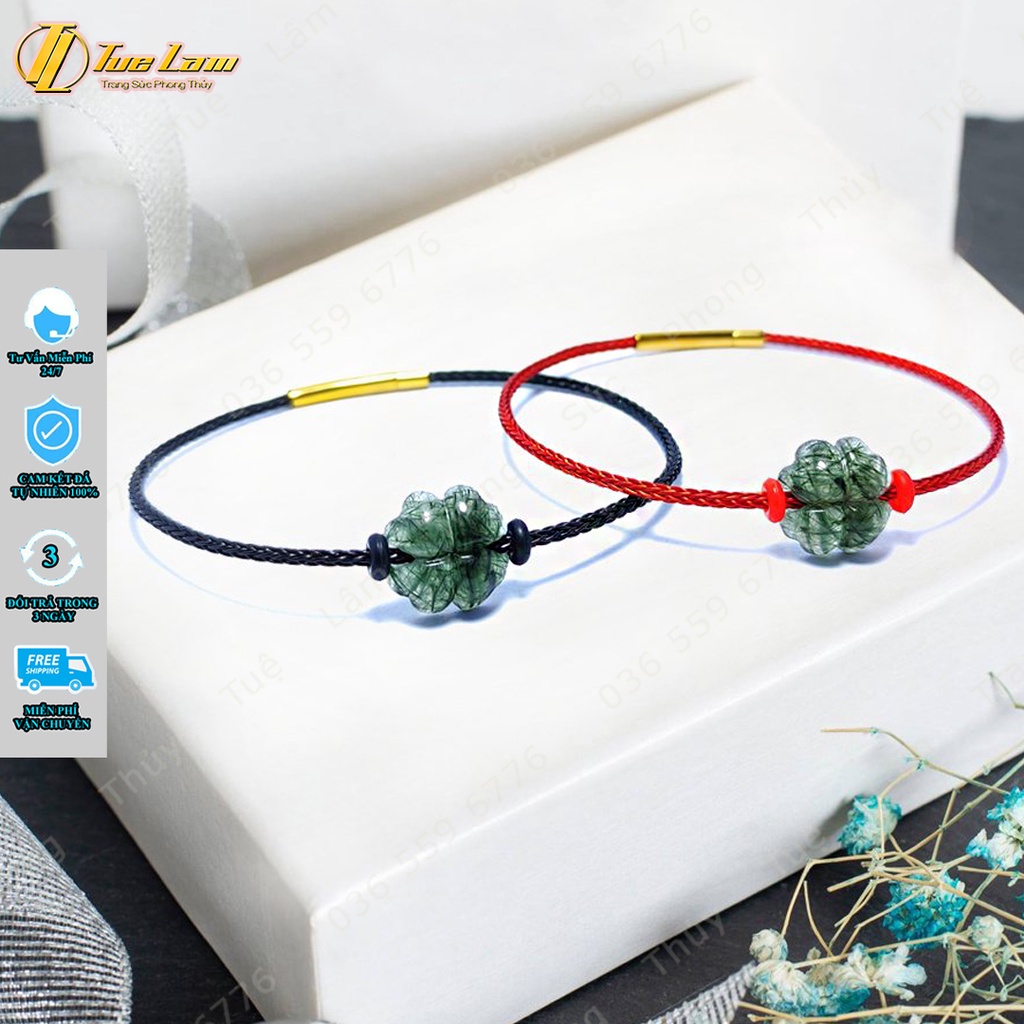Vòng tay nữ cỏ 4 lá TA tóc xanh hợp mệnh mộc hỏa mang lại may mắn bình an - Tuệ Lâm