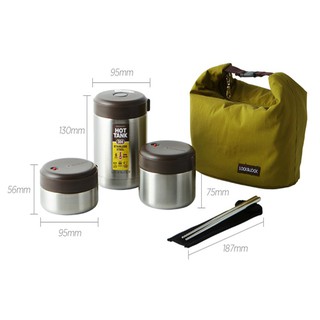 Bộ 3 Hộp Cơm Lock&Lock Mushroom Hot Tank Lunch Box - LHC8025 SLV