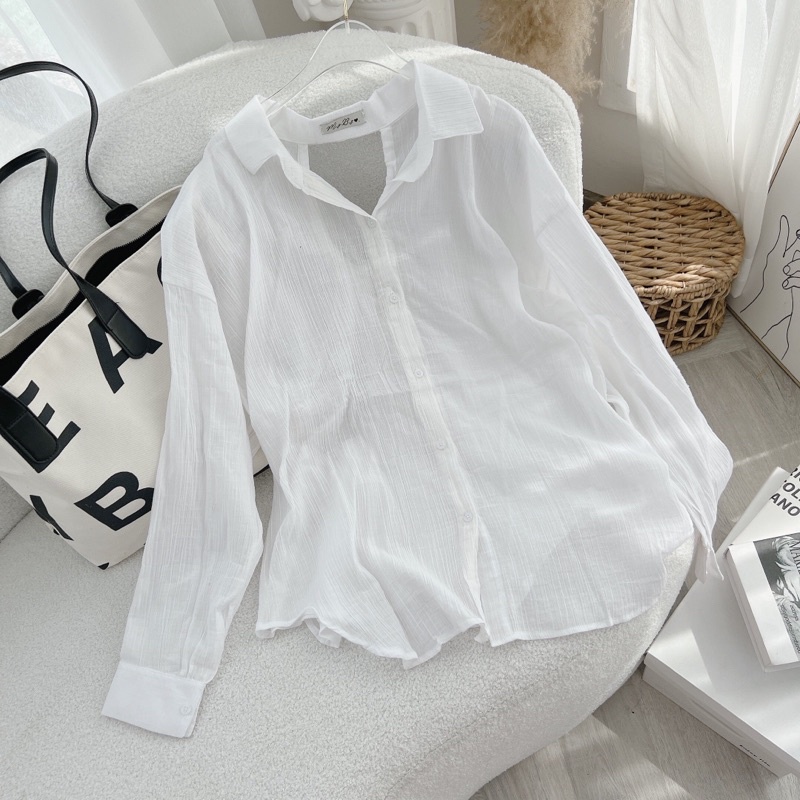 SƠ MI TRẮNG KHOÉT Áo trendy buộc nơ phía sau
