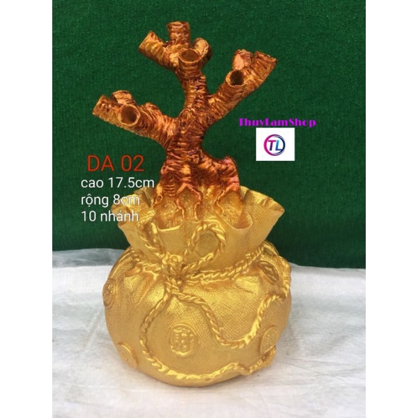Gốc cây túi tiền đế đúc 15 nhánh làm cây cành vàng lá ngọc