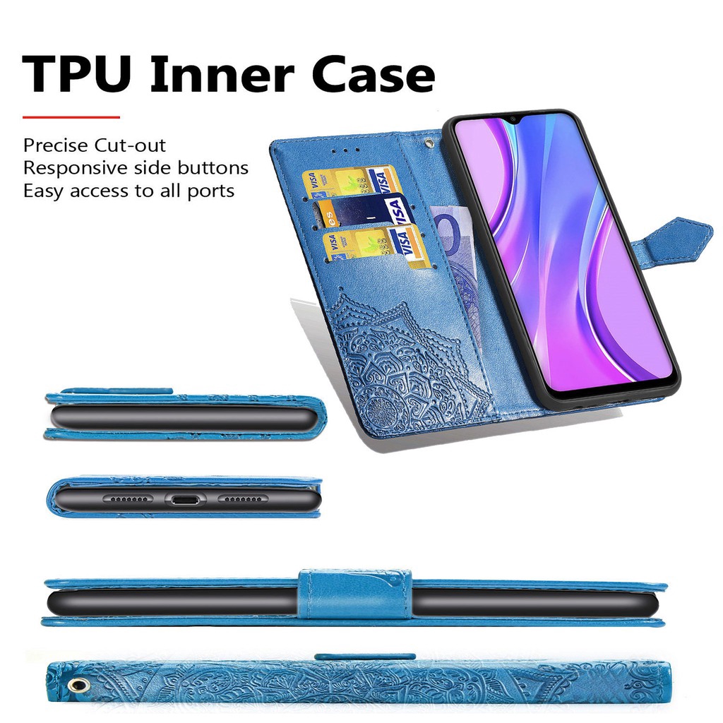 Bao da điện thoại kiểu ví chống sốc hình hoa Mandala kèm khóa gài dành cho Oppo Reno 2 2Z 2F Z 3 10X F11 Pro | BigBuy360 - bigbuy360.vn