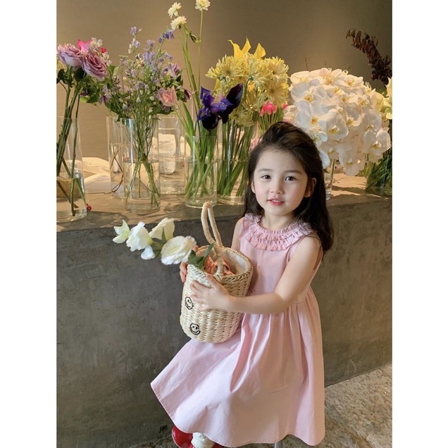 Váy bé gái cổ bèo cộc tay ROUGE DRESS xinh xắn cho bé từ 3-8t
