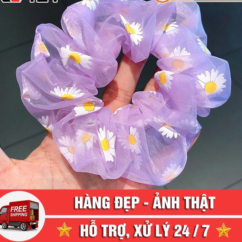 Dây Buộc Tóc ❤️FREESHIP❤️ Buộc Tóc Scunchies Vải Hoa Cúc Phong Cách Hàn Quốc