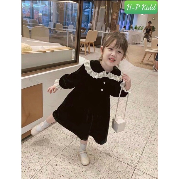 Váy nhung cổ sen xinh xắn 8-18kg