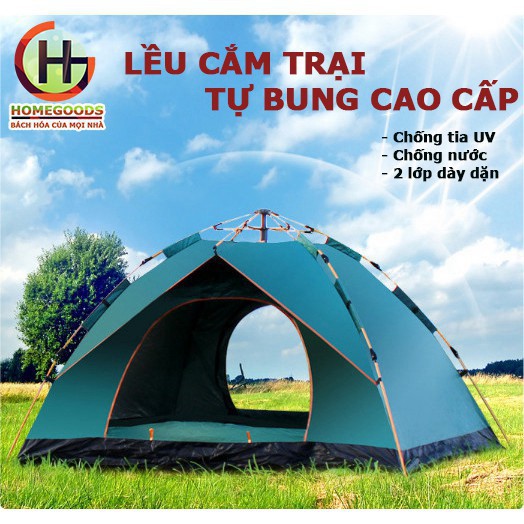 [ có ảnh thật] LỀU CẮM TRẠI TỰ BUNG CAO CẤP CHỐNG NƯỚC CHỐNG TIA TỬ NGOẠI CHO 3-5 NGƯỜI