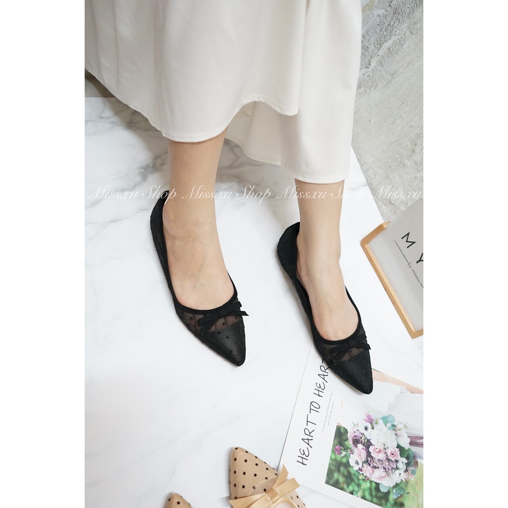 Giày búp bê mũi nhọn lưới ren nơ nhí MYSS - BB9 | BigBuy360 - bigbuy360.vn