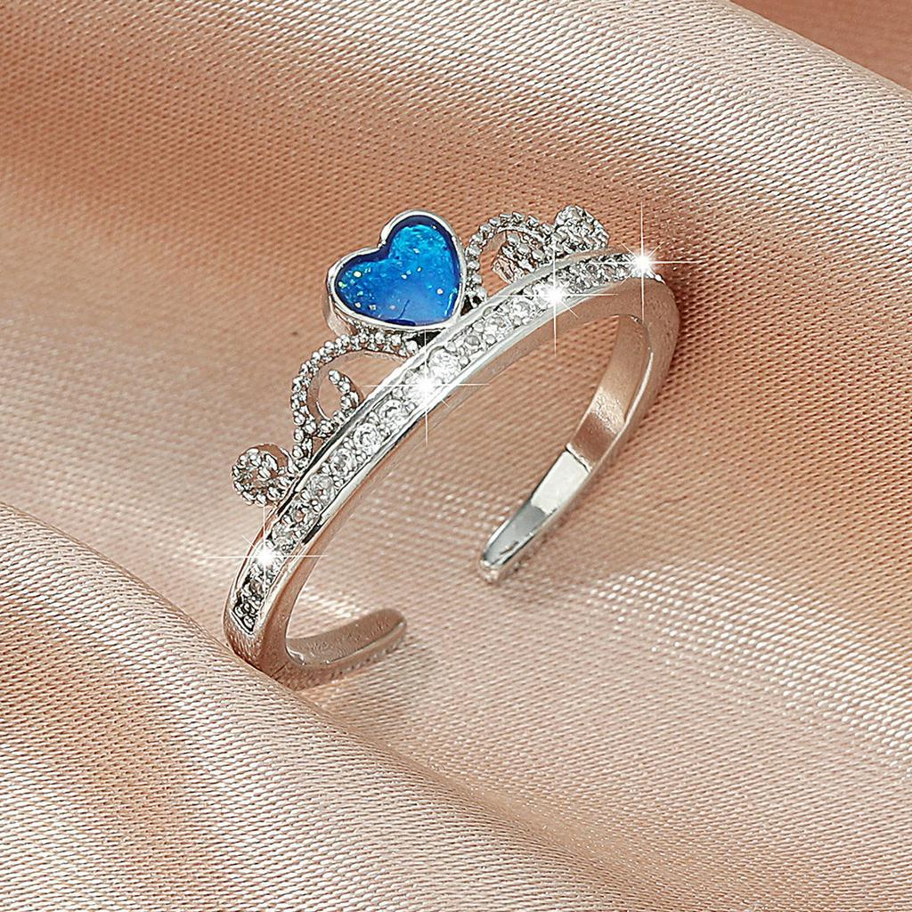 Nhẫn đeo tay làm từ kim loại đính đá dễ thương cho nữ