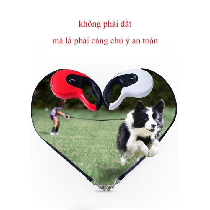 Dây dắt thú cưng đi dạo thu ngắn kéo dài KimPets (Trắng 5m) - HanruiOffical
